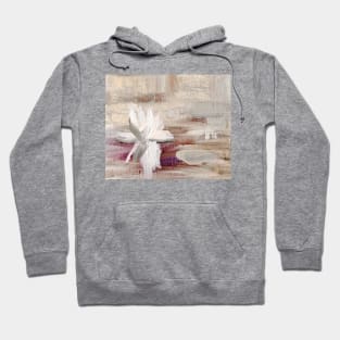 Abstract Oil Painting Waterlily Beige White Hoodie